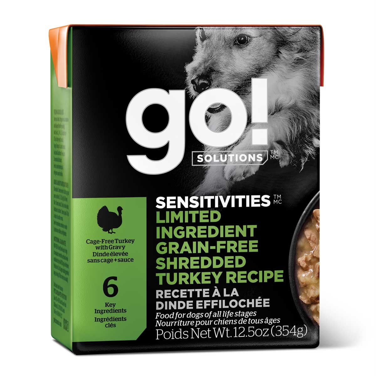 Go! Solutions Sensitivities Limited Ingredient Grain-Free Shredded Turkey Wet Dog Food – Single Protein, Sensitive Stomach | Made in Ontario