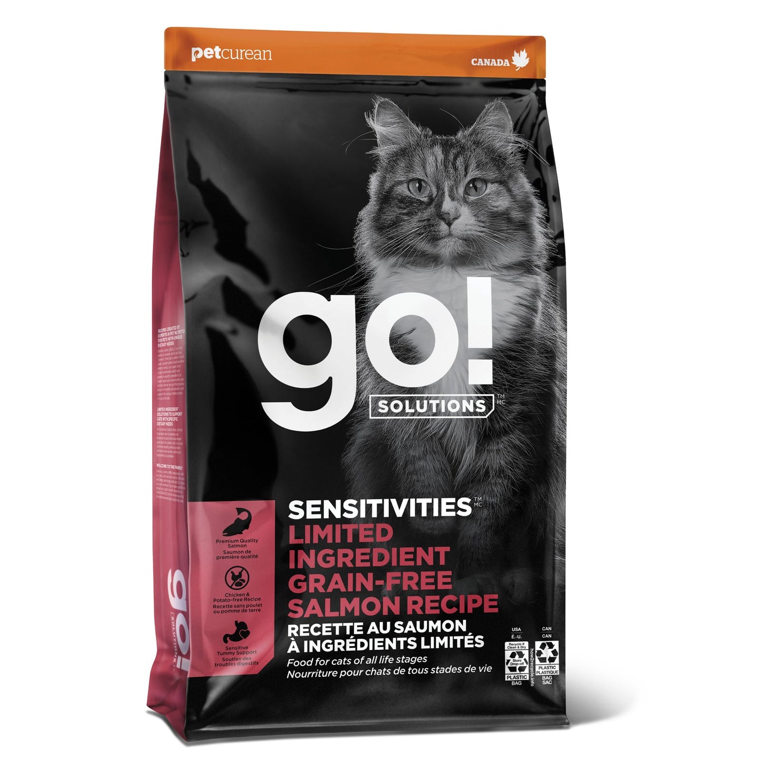 Go! Solutions Sensitivities Limited Ingredient Grain-Free Salmon Dry Cat Food – Single Protein, Sensitive Stomach | Made in Ontario