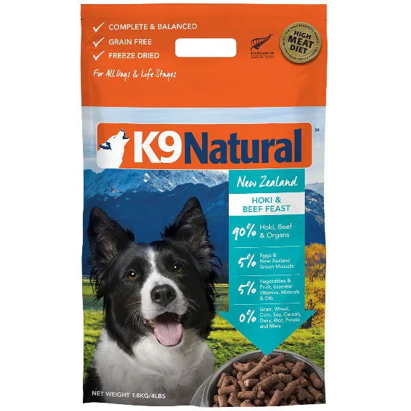K9 Natural Freeze-Dried Beef & Hoki Feast Dog Food – 17.6oz | Grain-Free, Grass-Fed