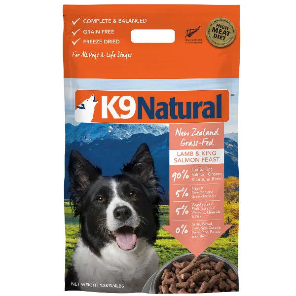 K9 Natural Freeze-Dried Lamb & King Salmon Feast Dog Food – 17.6oz | Omega-3, Grain-Free