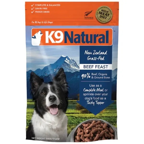 K9 Natural Freeze-Dried Beef Feast Dog Food – 17.6oz | Grass-Fed, Grain-Free