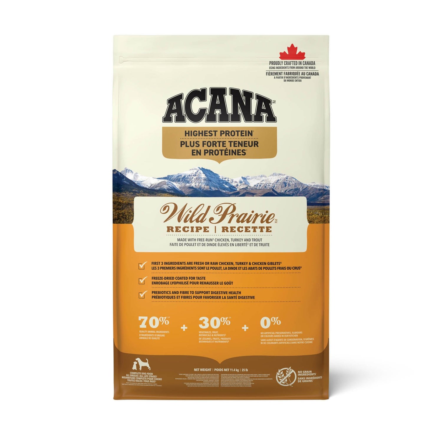 ACANA Highest Protein Wild Prairie Dry Dog Food – Free-Run Chicken, Turkey & Wild Fish | Made in Canada