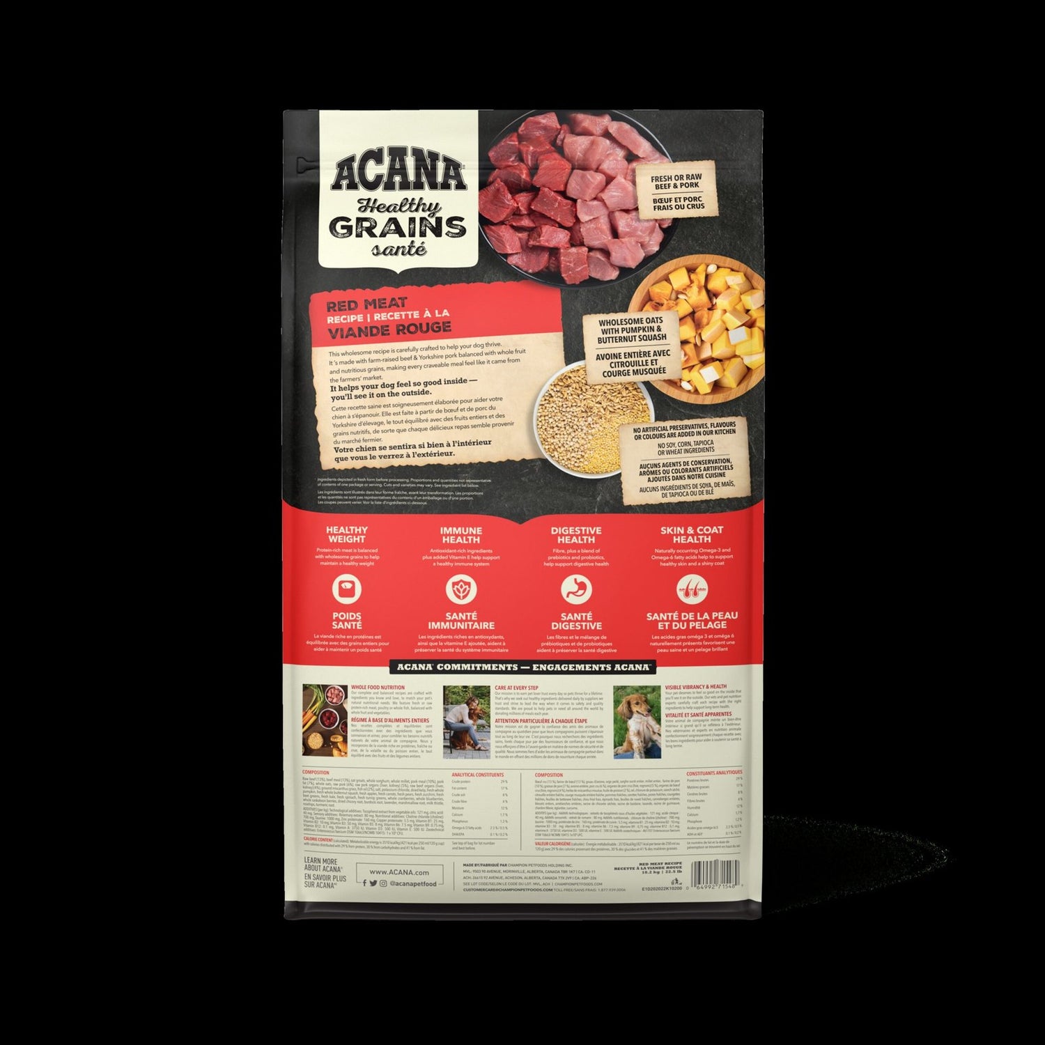 ACANA Healthy Grains Ranch-Raised Red Meat Dry Dog Food – Beef, Pork & Gluten-Free Grains | Made in Canada