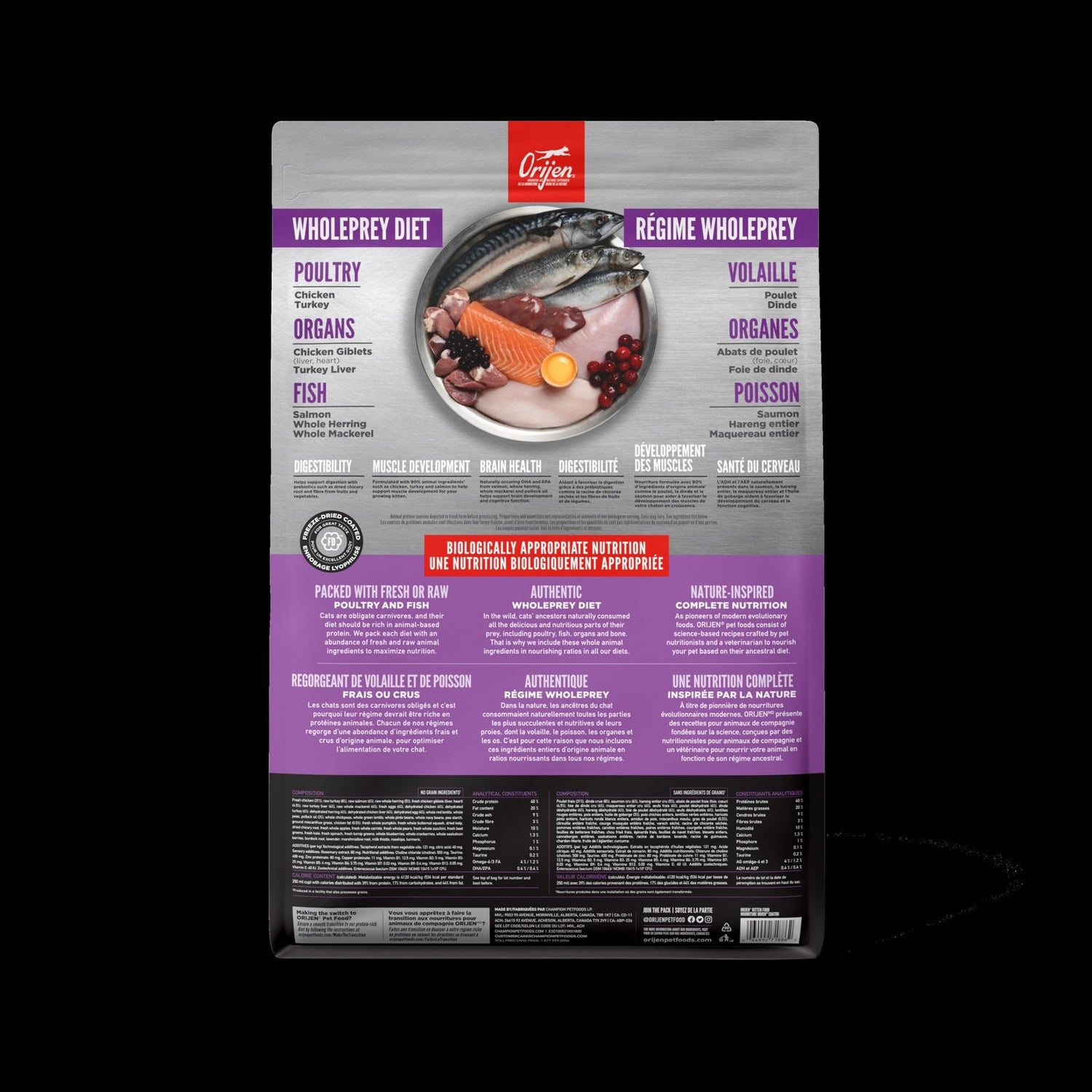 ORIJEN Kitten Dry Cat Food | 90% Animal Ingredients | DHA & EPA | Made in Canada | 1.8kg & 3.17kg