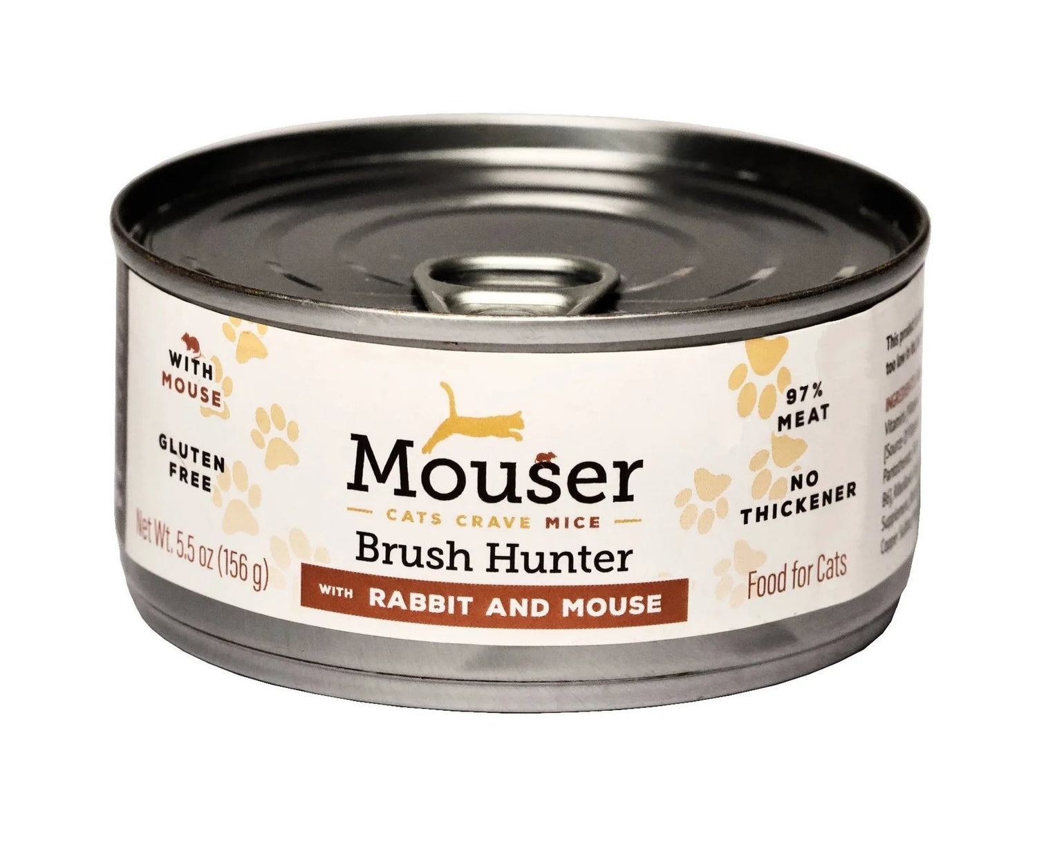 Mouser Brush Hunter Rabbit & Mouse Wet Cat Food | 97% Meat | Grain-Free | 5.5oz