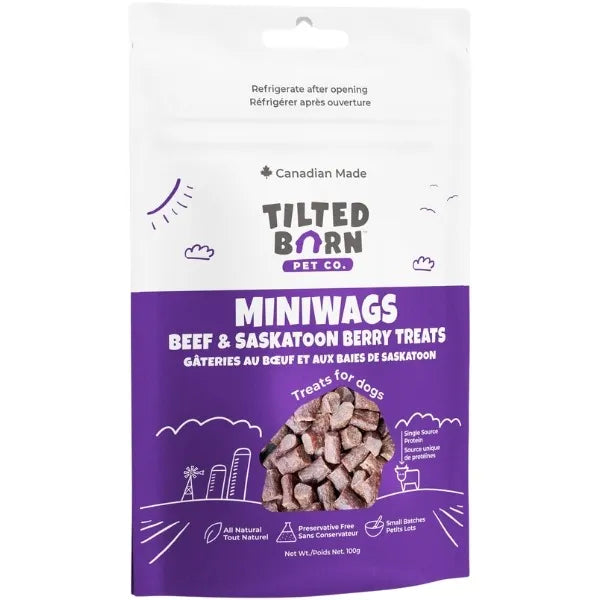 Tilted Barn MiniWags Beef & Saskatoon Berry Dog Treats | Canadian Beef & Prairie Superfruit | 100g