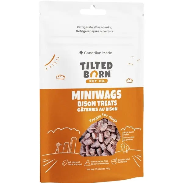Tilted Barn MiniWags Bison Dog Treats | Single-Source Canadian Bison | Soft Training Treats | 100g
