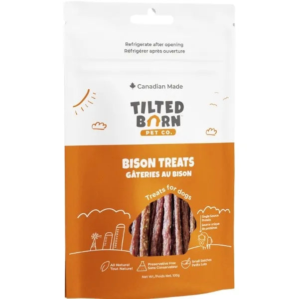 Tilted Barn Canadian Bison Dog Treats | Single-Source Bison | Hypoallergenic | Soft Training Treats | 100g