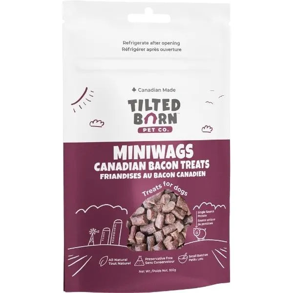 Tilted Barn MiniWags Canadian Bacon Dog Treats | Single-Source Pork | Soft Training Treats | 100g