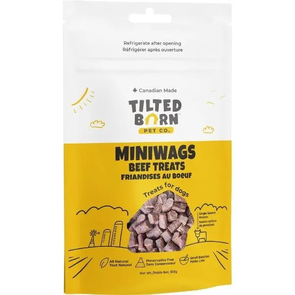Tilted Barn MiniWags Beef Dog Treats | Single-Source Canadian Beef | Soft Training Treats | 100g