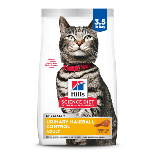Hill's Science Diet Adult Urinary & Hairball Control Chicken Recipe Dry Cat Food | Vet Recommended
