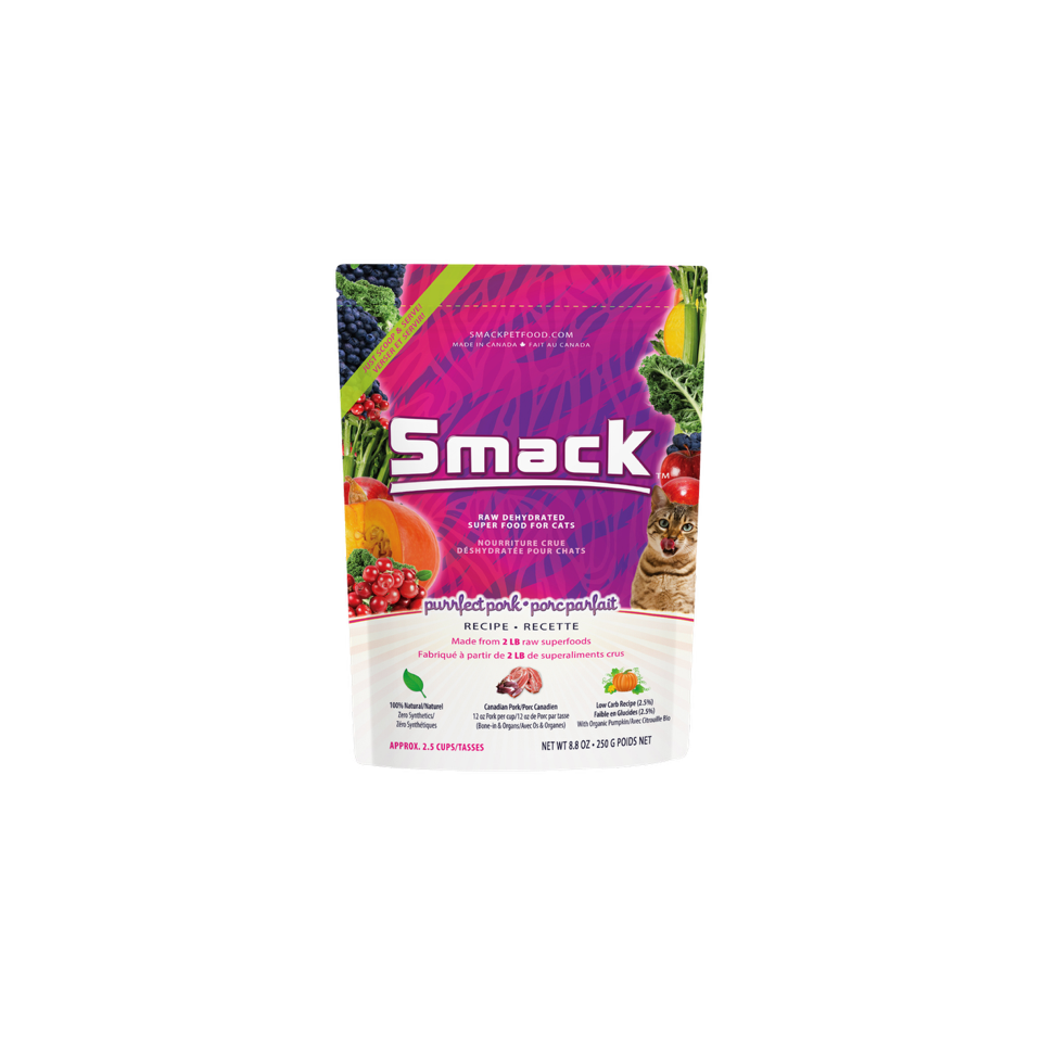 Smack Cat Purrfect Pork | 250g Freeze-Dried Raw Cat Food, Made in Canada