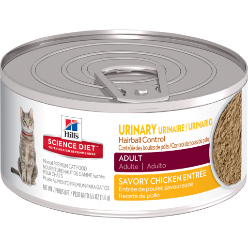Hill's Science Diet Adult Urinary & Hairball Control Savory Chicken Entrée Wet Cat Food | Vet Recommended