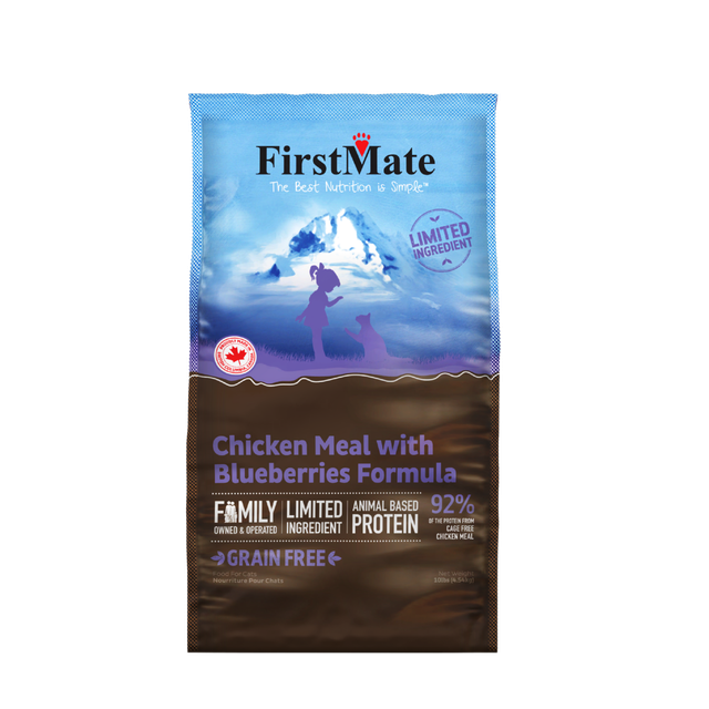 FirstMate Grain Free Chicken & Blueberry Cat Food | 92% Free-Run Chicken, Limited Ingredient, Made in BC Canada